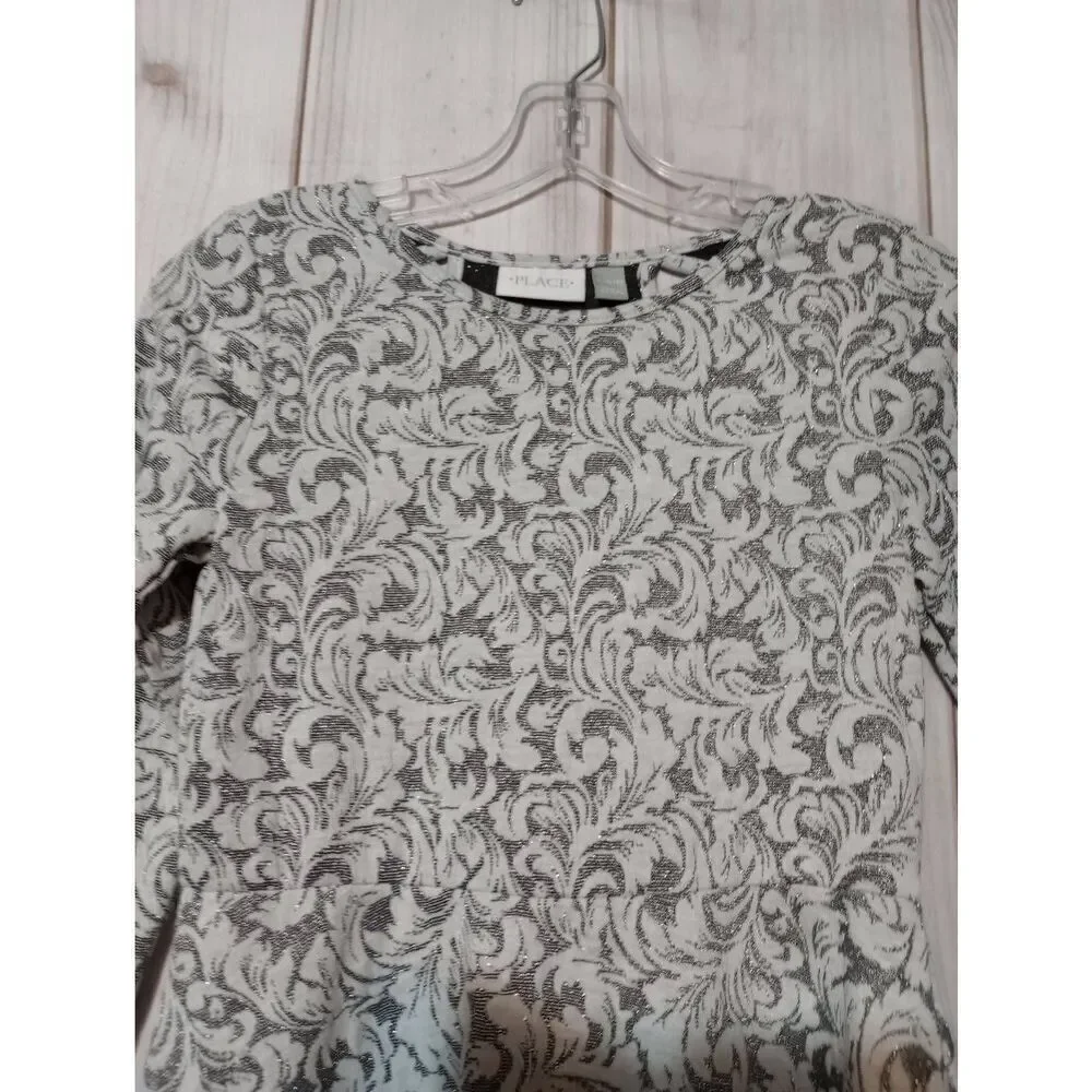 The Children's Place Dress Girls 10 13 Cream‎ Silver Sparkle Long Sleeve